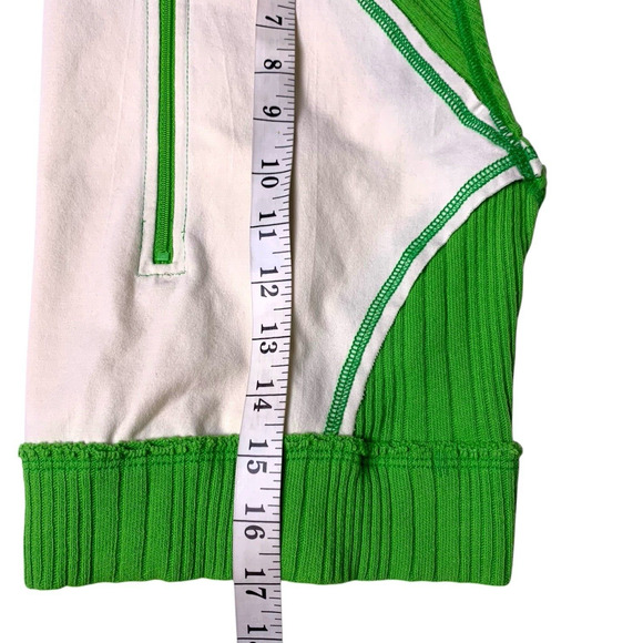 Urban Outfitters Tank Women's Small Kelly Green White Kawaii Ribbed Zip Cropped - Picture 5 of 6